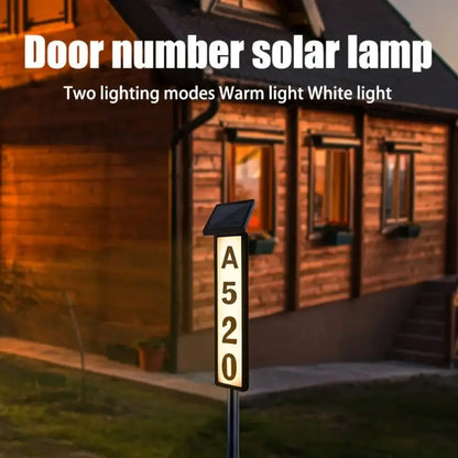 1 pc Solar Smart Light Powered House Address Sign w/Lighting, Pole Mount,