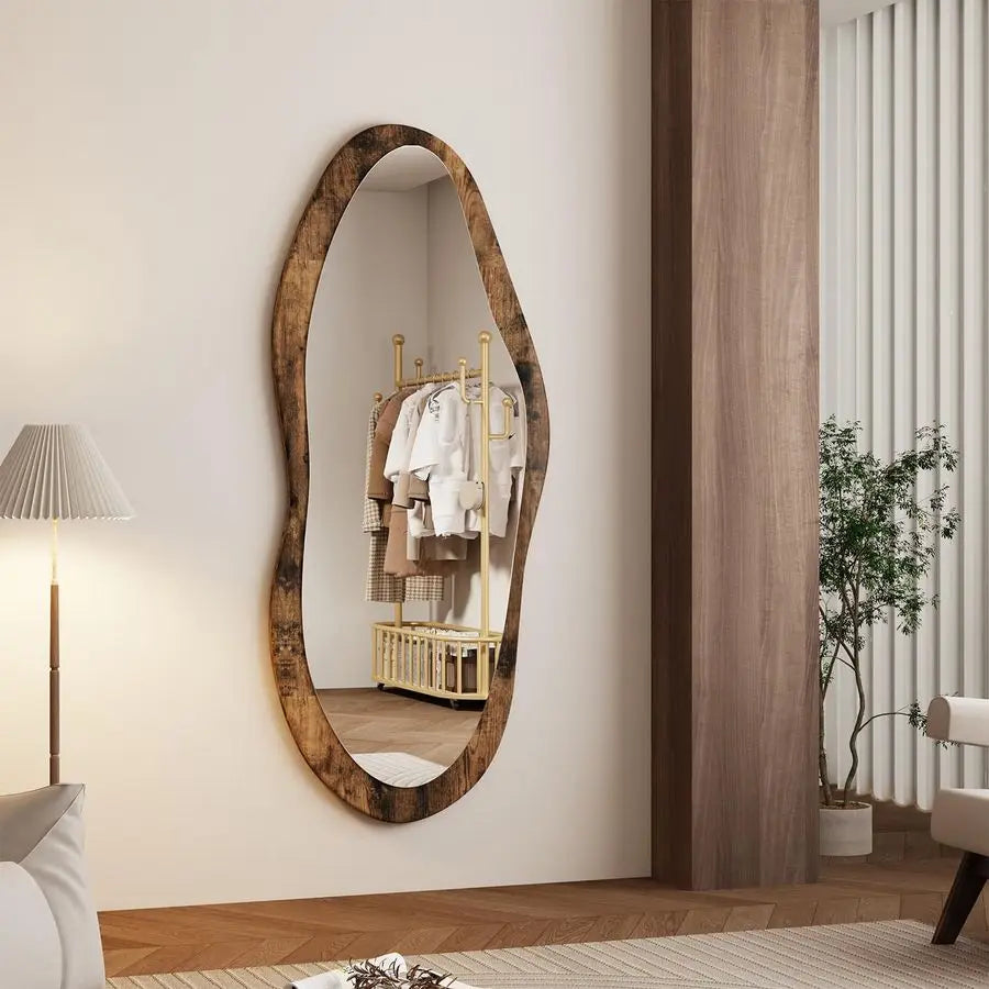 47x20 Asymmetrical Full-Length Wood Framed Vintage Mirror