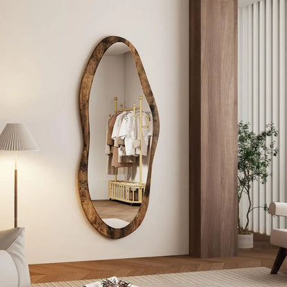 47x20 Asymmetrical Full-Length Wood Framed Vintage Mirror