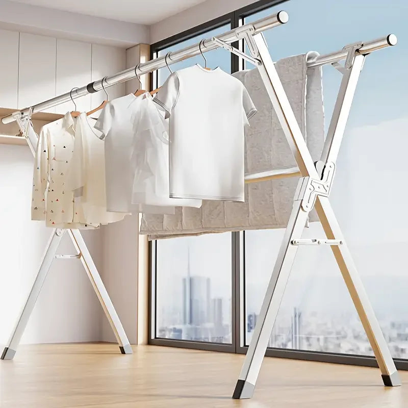 Large X-frame Folding Metal Drying Rack with 20 Hooks,