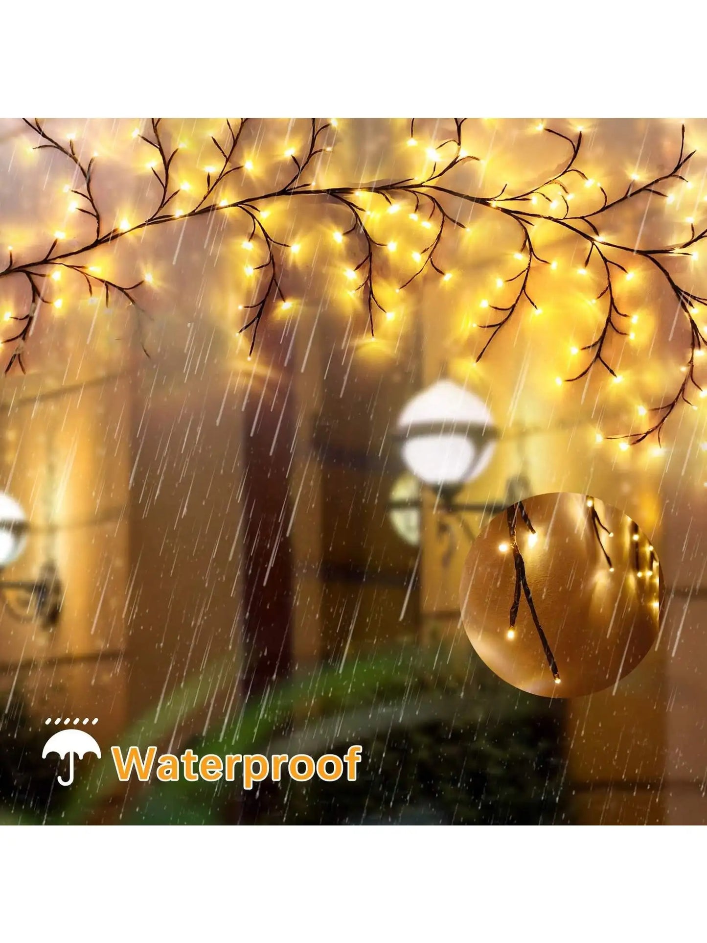 1pc 96 LED 6Ft Flexible Tree Branch Willow Fairy Lights w/8 Modes