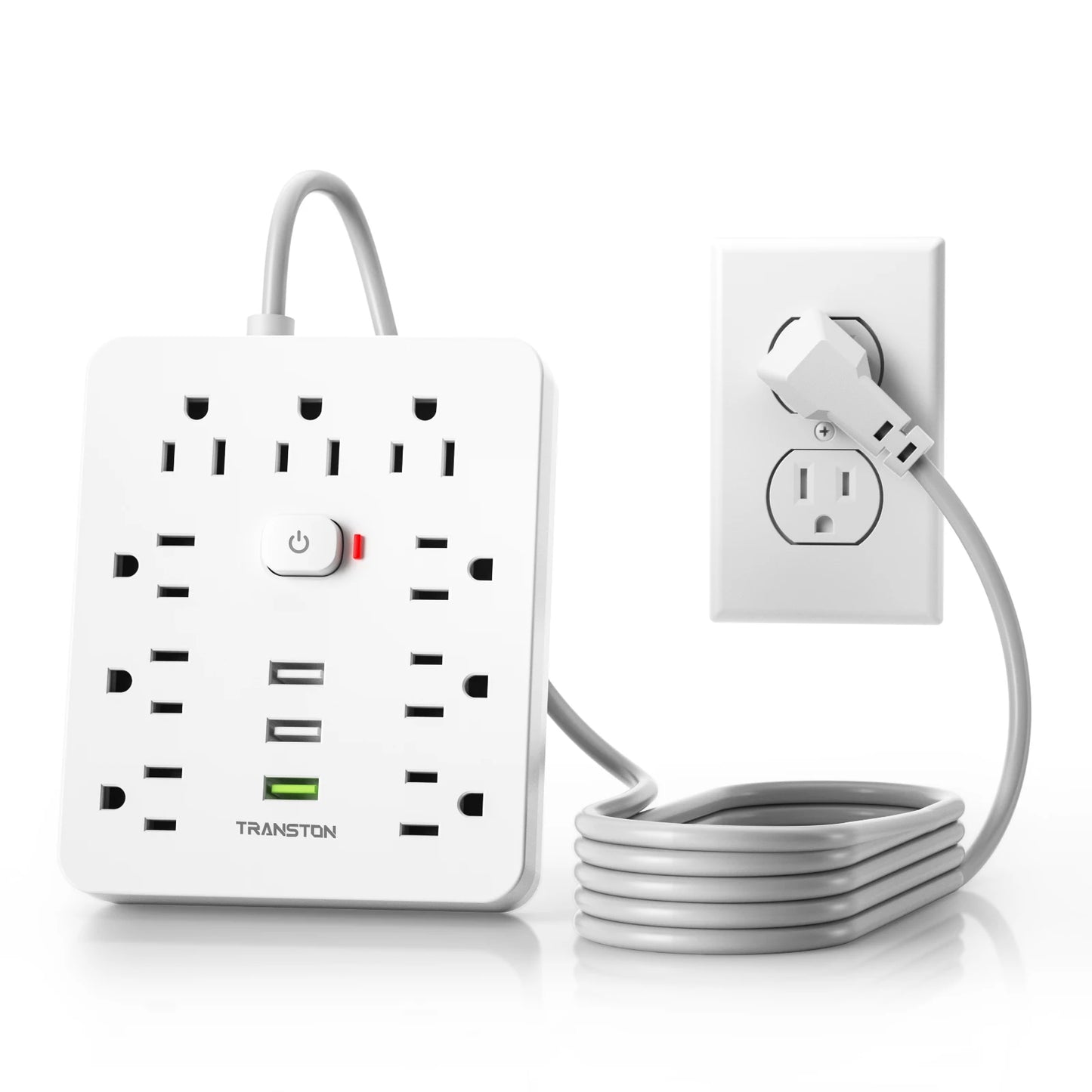 Surge Protector, 9 sockets, 3 USB Ports, 5ft