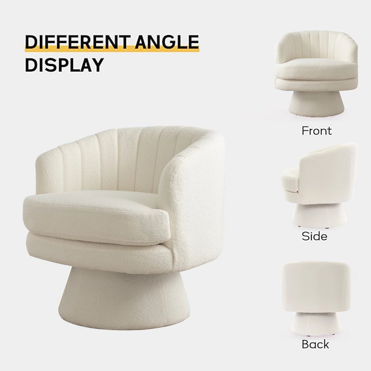 Modern 360 Degree Swivel Barrel Chair w/Curve Back