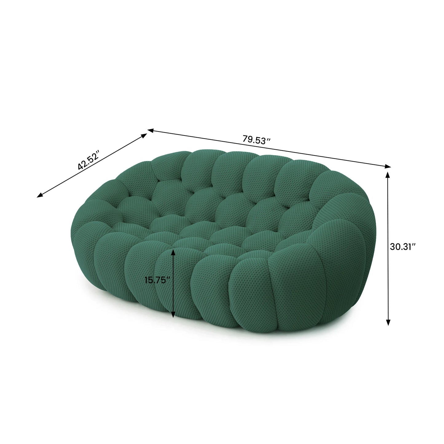 78'' Modern Curved Boneless Sofa, Comfy 3D Knitted Fabric Loveseat