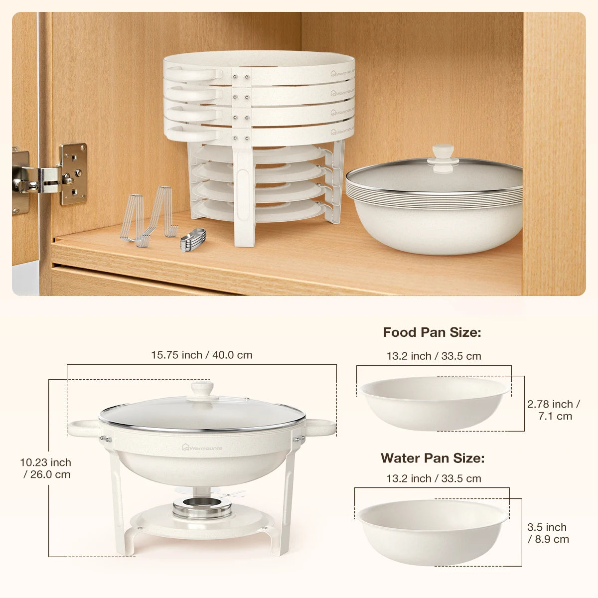 2/4Pack 5QT Round Chafing Dishes, Buffet Set w/Glass Lid