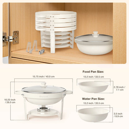 2/4Pack 5QT Round Chafing Dishes, Buffet Set w/Glass Lid