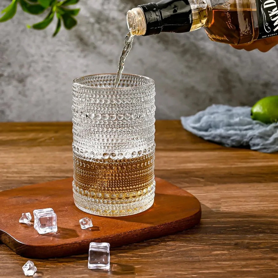 Vintage Glassware,  Set of 6, 15 oz, Embossed