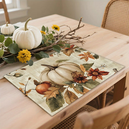 Fall Thanksgiving 4/ 6pcs Vintage Pumpkin Flowers Leaves Placemats 12"x18"