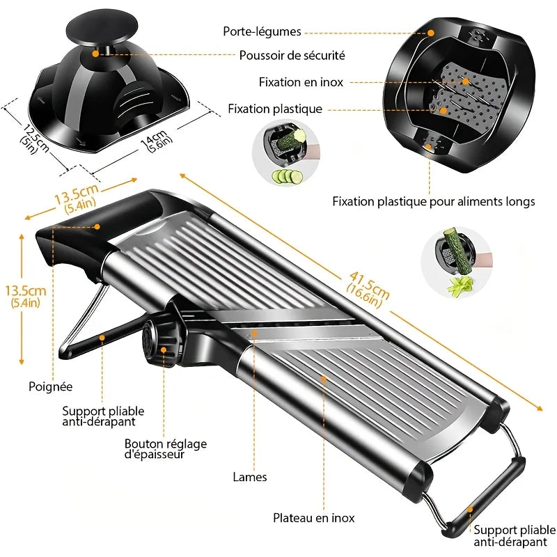 Stainless Mandoline Slicer w/5 Blades & Holder