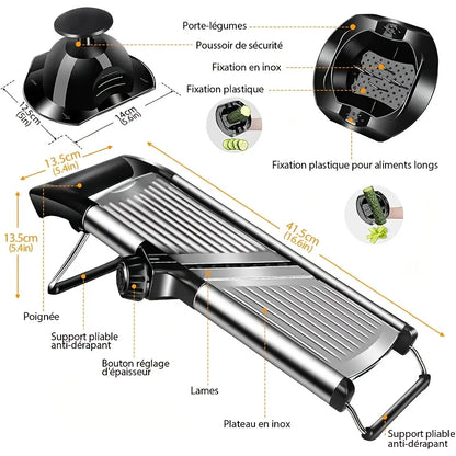 Stainless Mandoline Slicer w/5 Blades & Holder