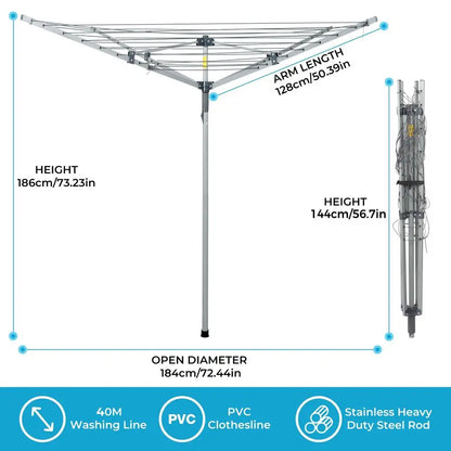 131' Collapsible 4arm Rotary Outdoor Drying Rack