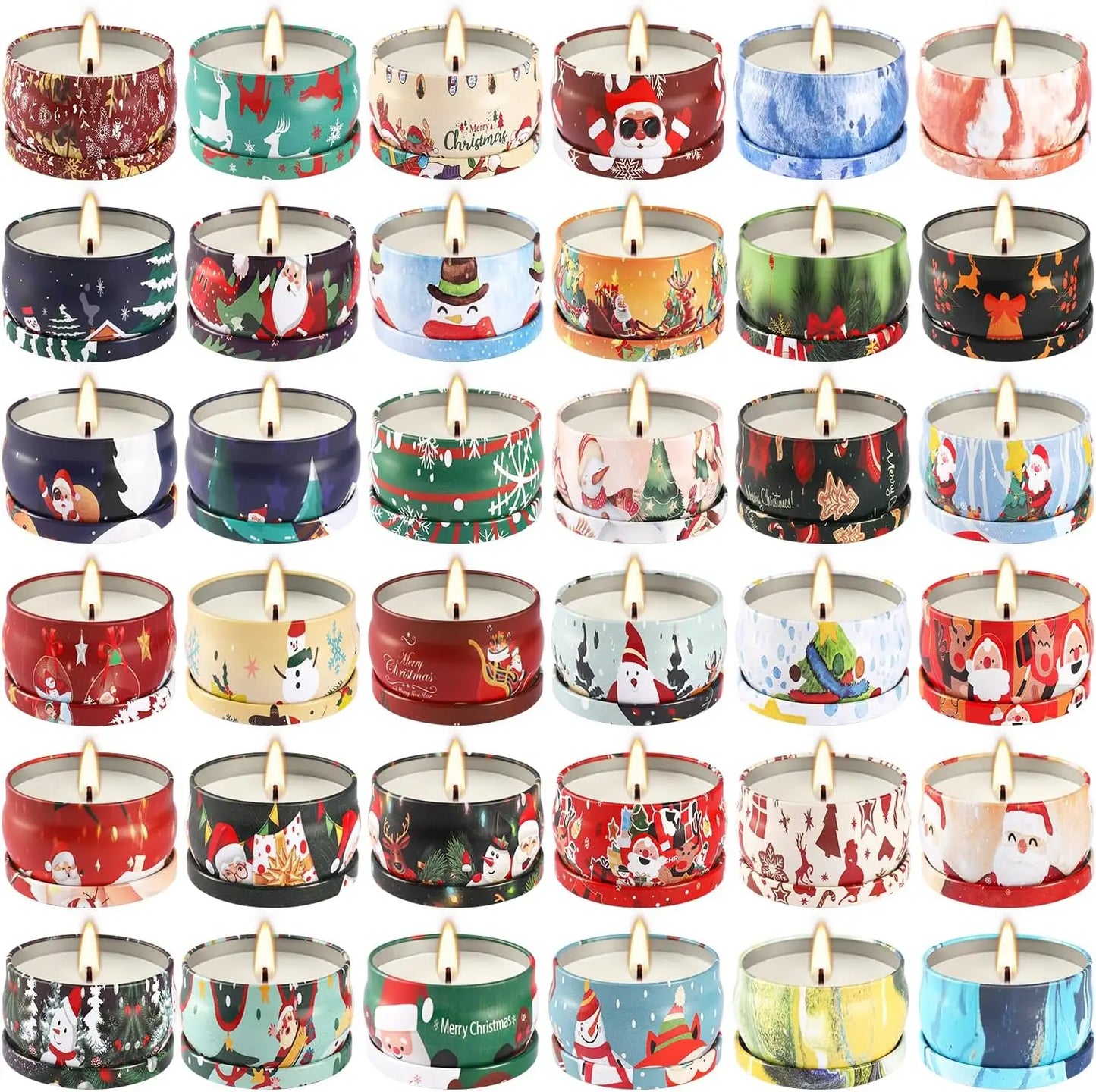 36pk Christmas Scented Candles, Soy Wax w/Essential Oils