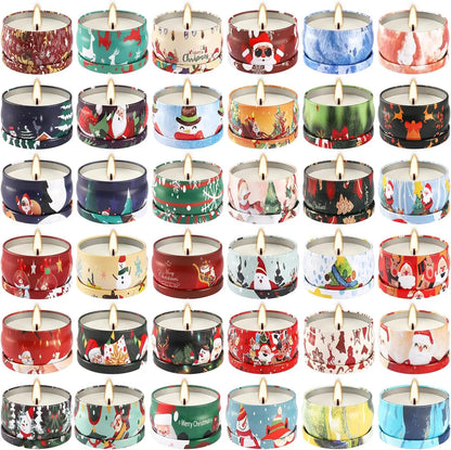 36pk Christmas Scented Candles, Soy Wax w/Essential Oils