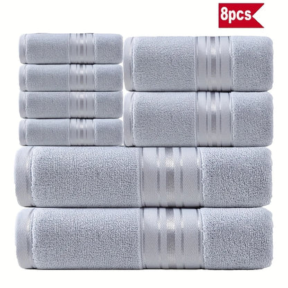 8 Piece Luxury Towel Set, 600 GSM Ring Spun Cotton, Highly Absorbent