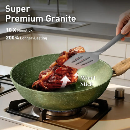 12pc Nonstick Granite Induction Cookware Set, PFOA & PFOS Free