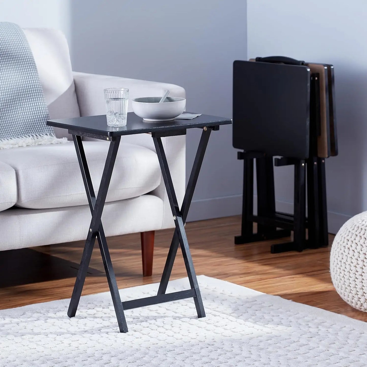 Set (4) 15" x 19" x 26 Portable and Foldable TV Tray Table