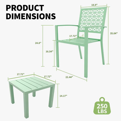 3 Piece Outdoor Patio Bistro Table and Chairs Set