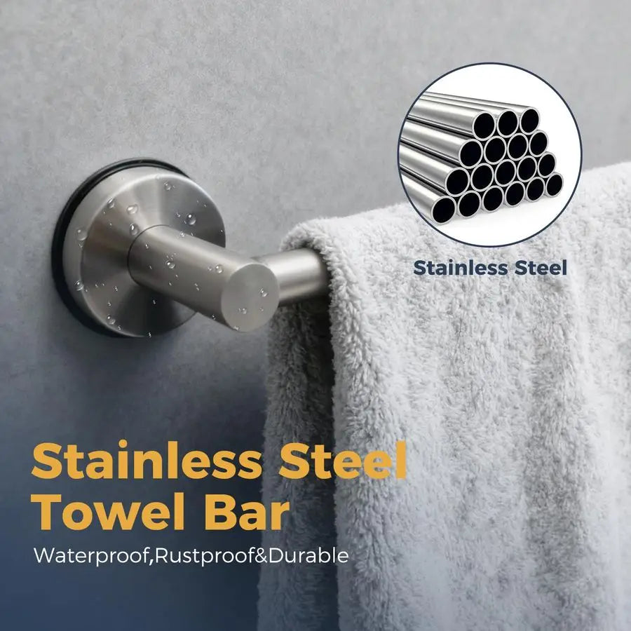 2pk Adjustable Suction Cup Towel Bars for Bathroom, Stainless Steel