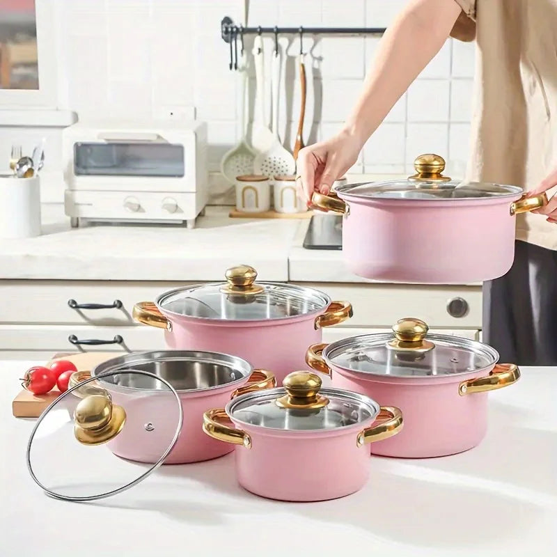 5pc Classic Cookware Set, Stainless Steel Pots and Pans