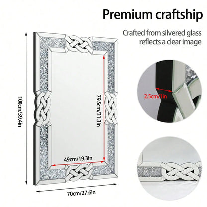 31.3"x27.6" Sparkling Crystal Crush Diamond Accent Mirror