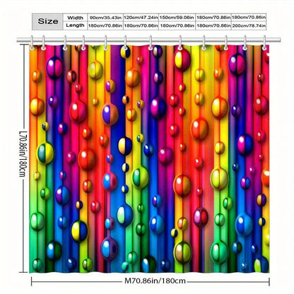 Rainbow Bubble Color Abstract Art Shower Curtain, Luxurious Elegant