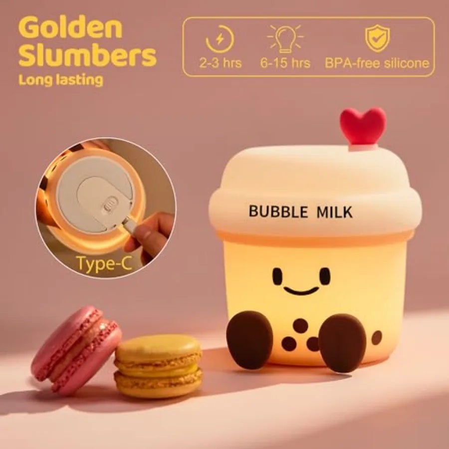 Cute Loving Night Light, 3-Level Dimmable Soft Light, Timed, Rechargeable, Silicone