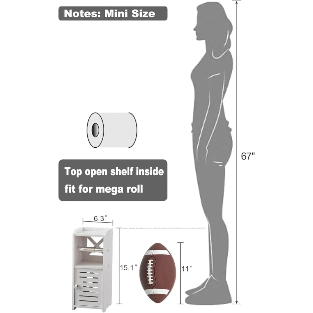 Toilet Paper Holder Stand, Free Standing PVC Bathroom Cabinet