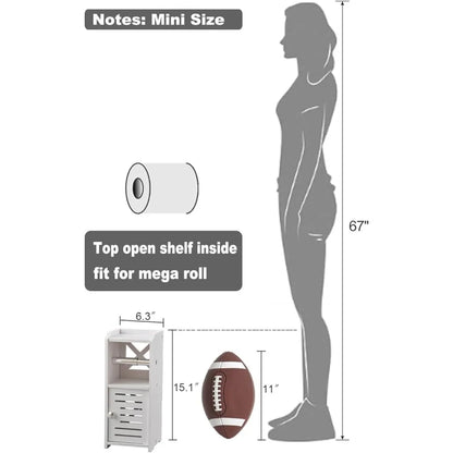 Toilet Paper Holder Stand, Free Standing PVC Bathroom Cabinet