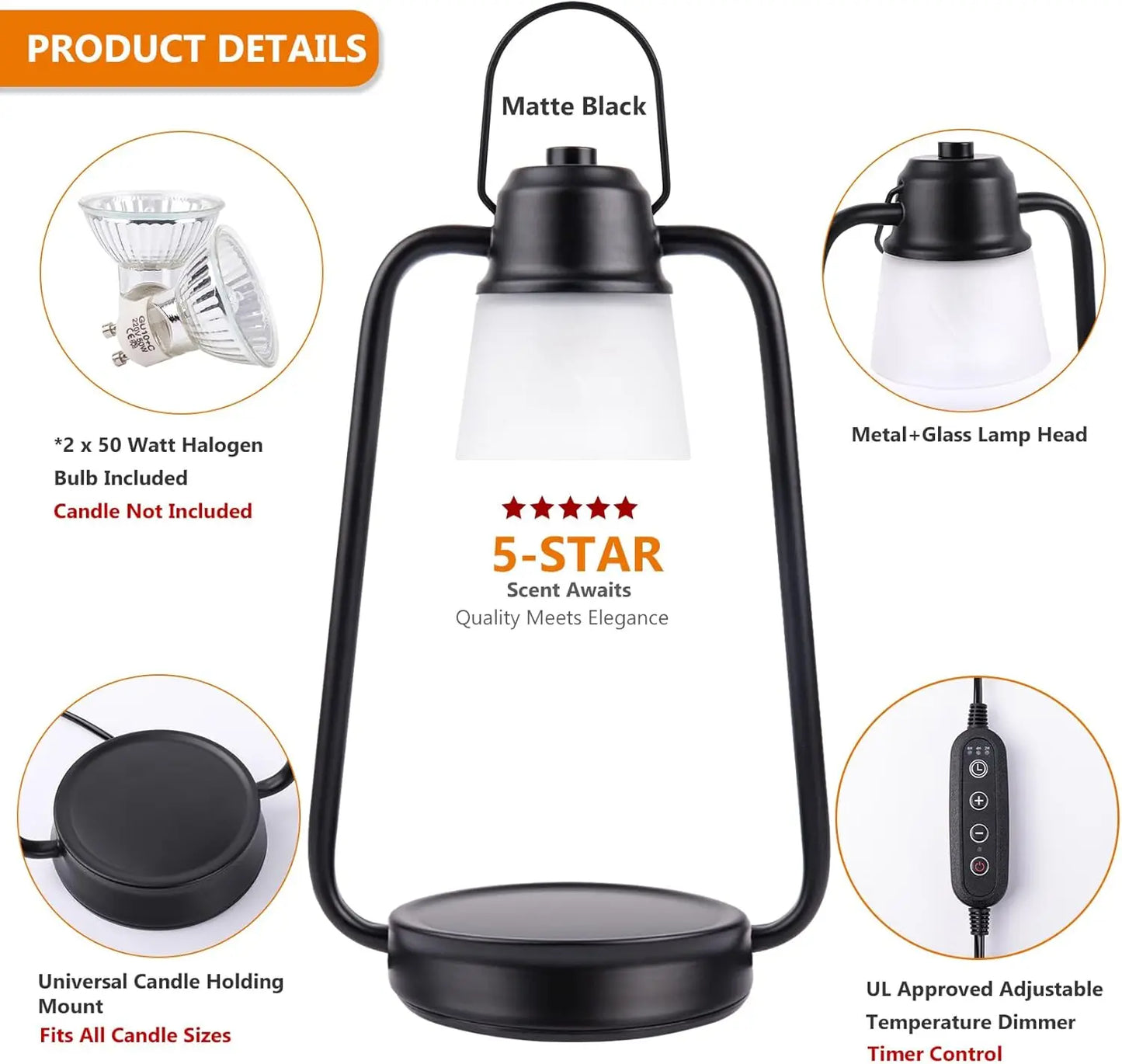 Electric Candle Warmer Lamp w/Timer and Dimmer