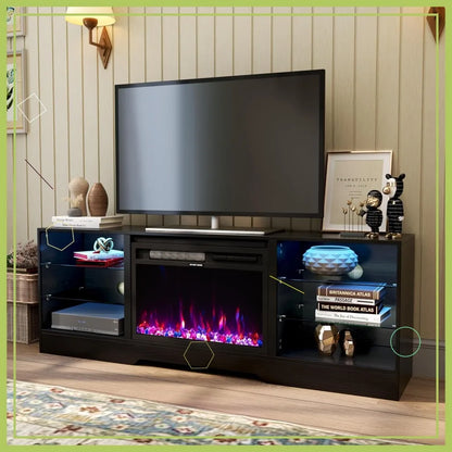 Electric Fireplace Entertainment Center with LED Lights, Remote