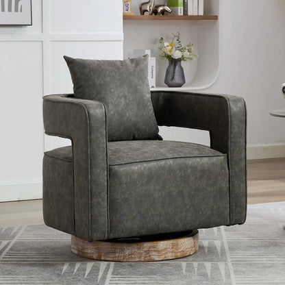 Set (2) Upholstered Swivel Accent Chair, Open Back Barrel Chair