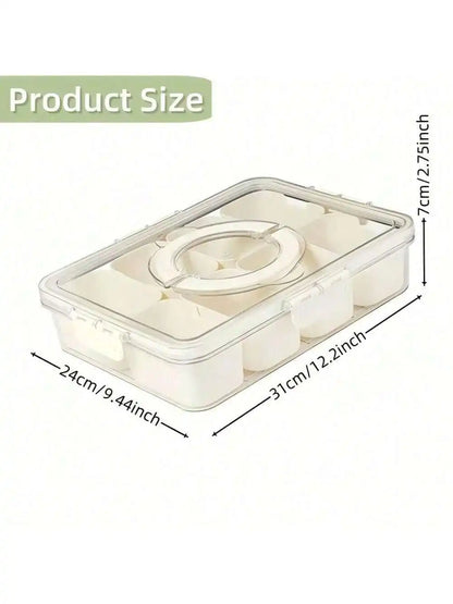 Divided Serving Tray w/Lid Snack Box, Portable Snack Tray