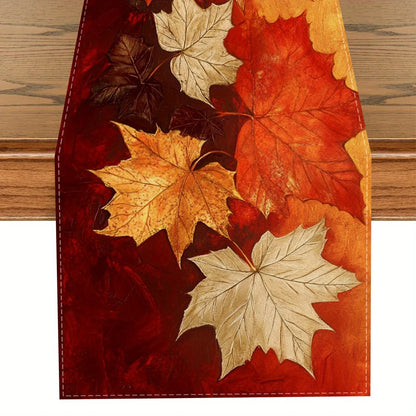 1pc Autumn Golden Maple Leaf Table Runner Suitable for Fall and Thanksgiving Decorations