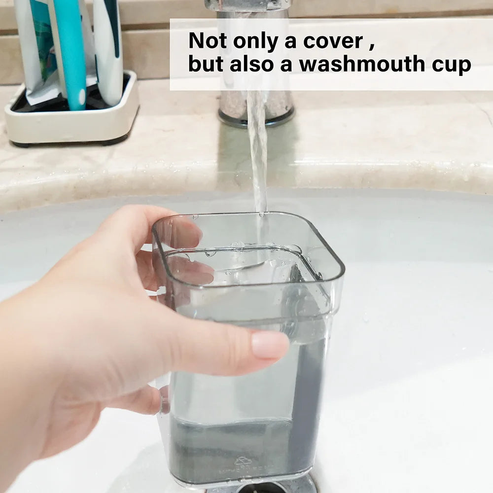 Toothbrush Holder, Cup and Cover, Compatible w/Conventional Toothbrushes,