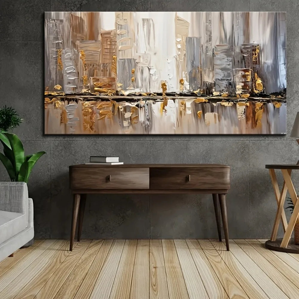 48'x24' Large Modern Abstract Oil Painting, 1.5" Thick Pine Frame