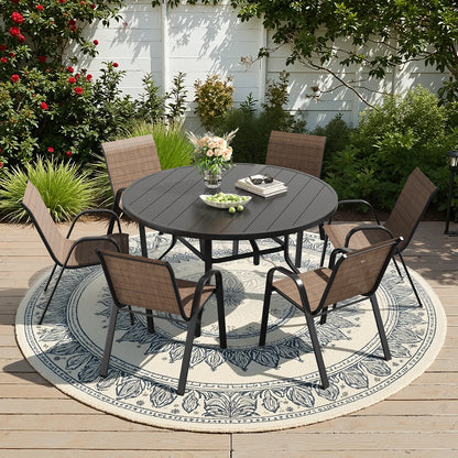 7pc Outdoor Round Patio Table with 6 Chairs
