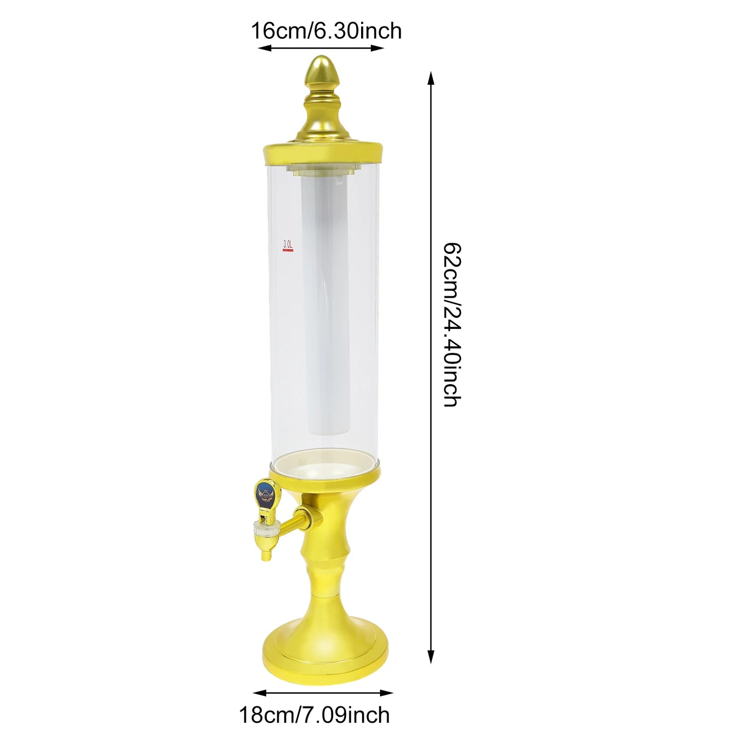 3L Beer Tower Dispenser w/Ice Tube and Light