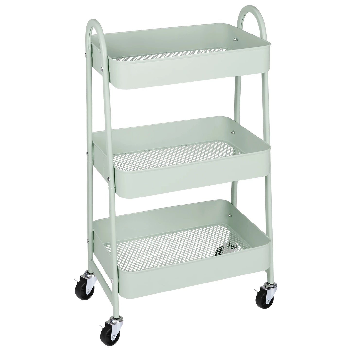 3 Tier Metal Storage Kitchen Cart with Lockable Wheels