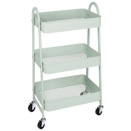3 Tier Metal Storage Kitchen Cart with Lockable Wheels