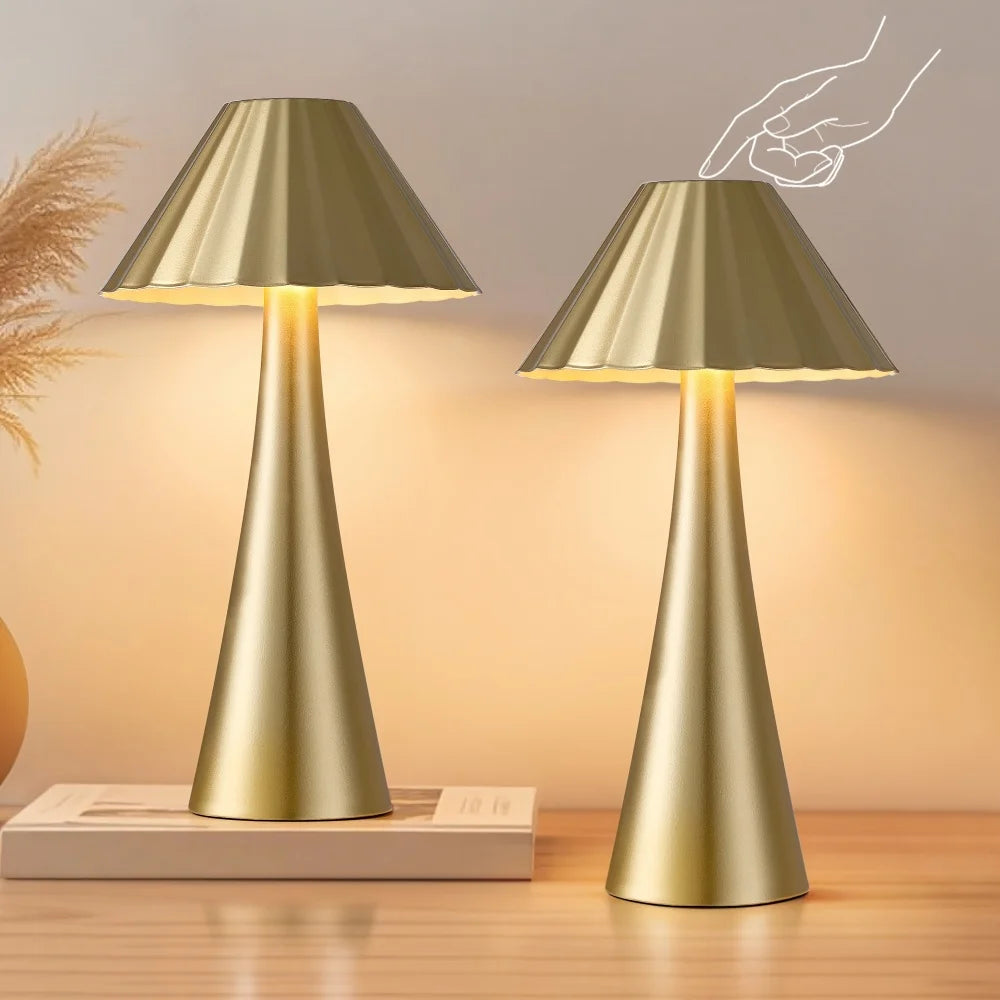 26.5"Modern LED Table Lamp Set 2, Top Touch Control and USB Charging,