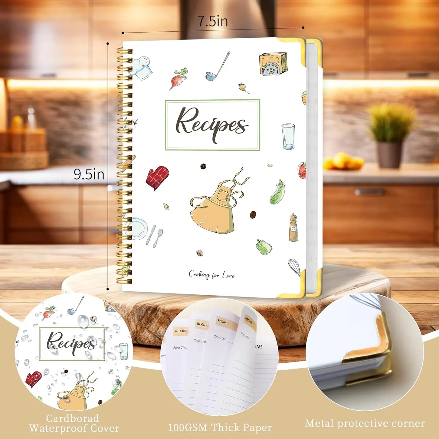 Blank Recipe Book w/175 Pages, Hardcover, Tab Stickers