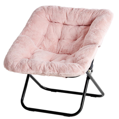 28" Large-Size, Folding Cozy Lounge Chair, Soft Faux Fur