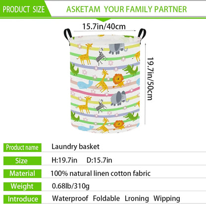 Colorful Animals Baby Laundry Hamper & Kid Laundry Basket