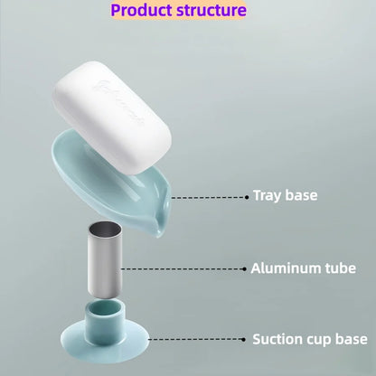 Leaf-Shape Self Draining Soap Dish, w/Suction Cup