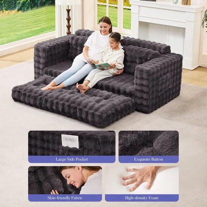 Oversized 3-Seater Boneless Couch w/Tufted Button Design