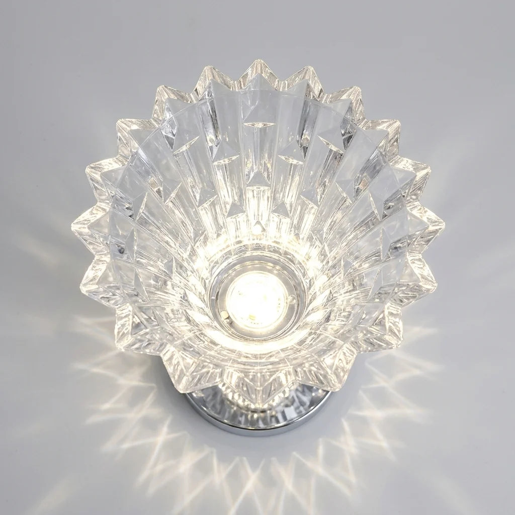 Multi-purpose Crystal Vase LED Table Lamp One Touch Switch, Rechargeable