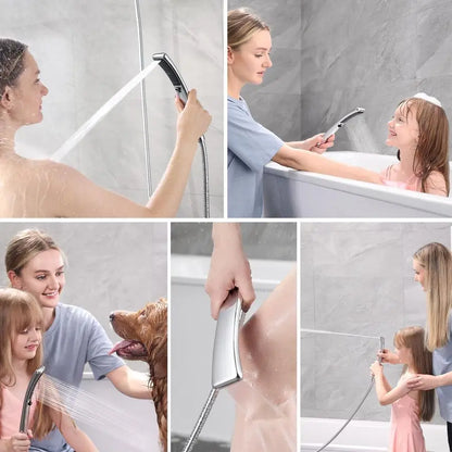 Rainfall Shower Head Combo w/Black Face, 60" Stainless Hose