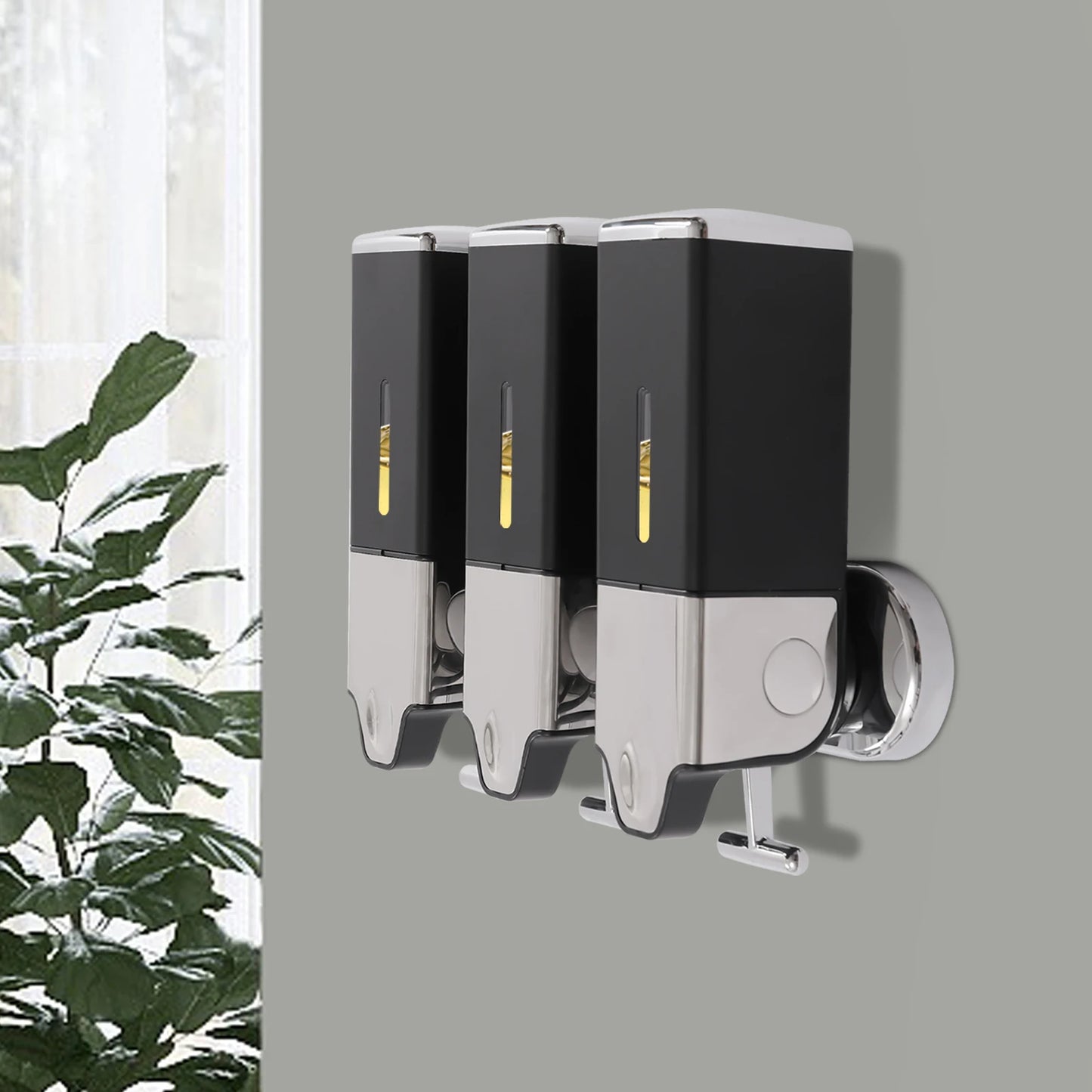 3-Bottles 3*500ml Wall Mount Shower Soap Shampoo Conditioner Dispenser