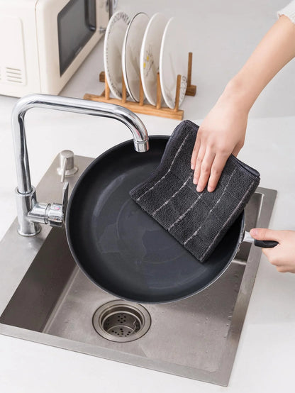 Rectangular Black Plaid Cleaning Cloth Reusable Household Towels