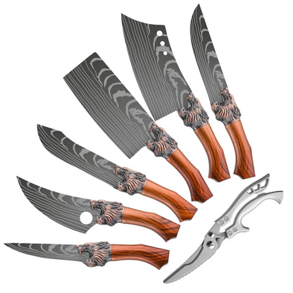 Damascus pattern 7 pcs. kitchen knife